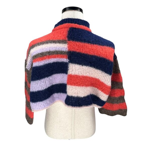Free People Cropped Sweater Women’s Medium Multi Striped Alpaca Blend Pullover - Picture 2 of 10